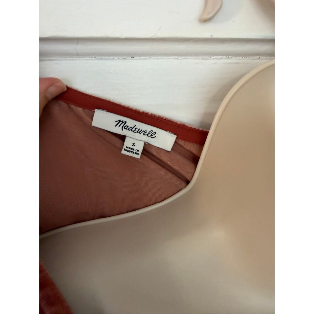 Madewell Velvet Tuliip-Sleeve Ruffle Orange Coral Size Small - Picture 4 of 11